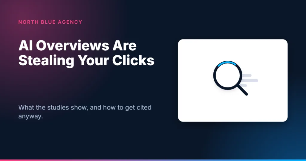 North Blue Agency card: AI Overviews Are Stealing Your Clicks